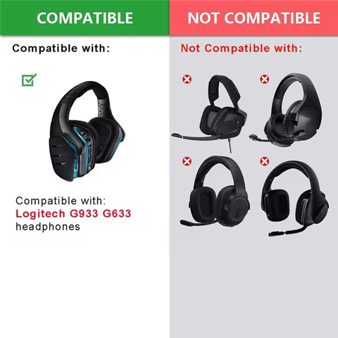 ESTR! 1Pair Foam Ear Pads Cushion Leather Earpad for Logitech G933 G935 G633 / G 933 G 935 G 633 Art