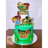 Cake Topper Tema Dragon City/hiasan kek secret recipe@mamasab/brownies/pizza/donut/pulut kuning