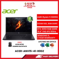 ACER-ANV15-41-R0DZ-AMDRYZEN5-6600H,8GBR5,512GBSSD,RTX30506GVR6,15.6"FHD,W1164,2YRS,H&S