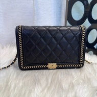 Chanel Boy WOC 黑牛皮皮穿鏈斜背