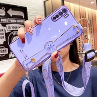 Casing oppo reno 4 reno 3 Phone Case Rhinestone Cover Lanyard Diamond-studded softcase halter neck l