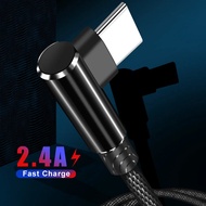 Multifunction USB Type C Charger Cable L Shape Braided 2.4A/5V 2M