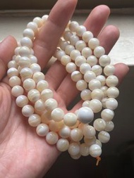 8mm 108 一線天 玉化金絲硨磲念珠