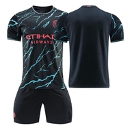 Manchester City Phiên Bản Giải Vô Địch UEFA Bộ Bóng Đá Tay Ngắn Bộ Số 9 Haaland Số 17 De Bruyne Fode