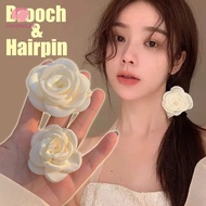 Korean Camellia Flower Brooch Pins/ Minimalism Temperament Rose Corsage Brooch for Women Shirt Colla