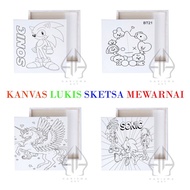 JUY Kanvas Lukis Sketsa Berkualitas 20x20 cm || Kanvas Sketsa Mewarnai