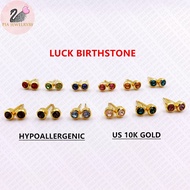 Authentic Us 10K Gold Luck Birthstone Earrings For Kids Babies And Adult Hypoallergenic