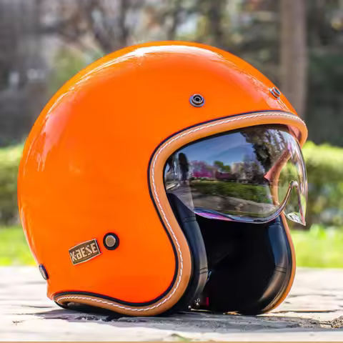Jet Helmet DOT Open Face Helmet for Men Women Retro 3/4 Motorcycle Helmets Vintage Cafe Racer Half F