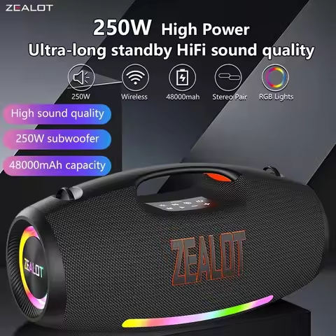 Zealot S89 250W Portable Bluetooth Speaker High Volume Waterproof 48000mAh Wireless TWS Subwoofer Su