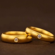 cincin ring 5G Gold Color Sand Gold Plated 999 Ancient Method Diamond Ring Men Women Couple Ring Tir