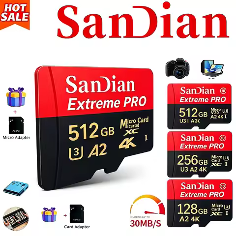 Smart Memory Card 512GB TF Cards 32GB Micro TF SD Card 64GB SD Cards Video Speed U3 for CCTV/Tablet/