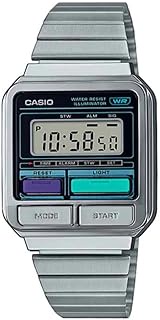 Men Digital Quartz Watch with Stainless Steel Strap A120WE-1AEF, Silver, Bracelet