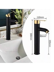 Grifo de fregadero para lavabo de baño, diseño de aceros inoxidables a prueba de salpicaduras con manijas dobles de agua caliente/fría, 1 pieza,Mezcladora Monomando Grifo Llave Negro P Lavabo Ovalin Moder Muebles para baño economicos Llaves para lavabo,Grifo Para Lavamanos Monomando De Agua Fría De Acero Inoxidable 304 Pulgada Con Colores De Oro, Negro Para Instalar En Cubierta