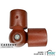 KKBS CURTAIN Cassedy Wooden Curtain Rod L-Shape Connector Natural Mahogany Colour