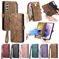 PU Leather Zipper Flip Wallet Phone Case For Vivo V27 X60 X70 X80 lite Pro+  Pro Plus