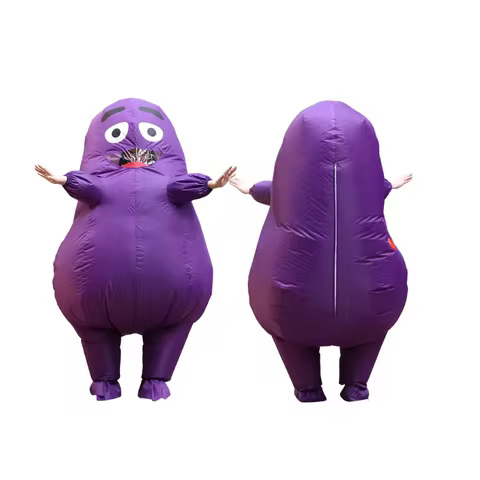 Inflatable face and eggplant costume, inflatable clothing suitable for adult men and women, purple e