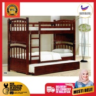 Single Size Fully Solid Wood Double Decker Bed Frame/ Wooden Bedframe / Wooden Bed Bed / Adult Bedframe / Large Bed / Homestay Bed / Master Bedroom Bed / Katil Kayu by IFURNITURE