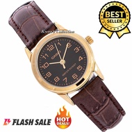 Casio V001 Automatic Hand Movement All Brown Leather Band Watch for Women(Brown)