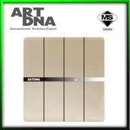 Art Dna A38 4Gang 1Way Switch C/W LED Indicator (Gold)