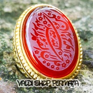 Cincin Batu Akik Natural Yaman Merah Kaligrafi Arab Asli Dari Negara Yemen / Yahman Habasyi / Ahmar 
