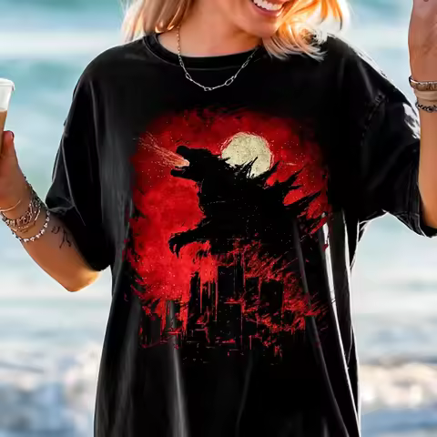 Godzilla Gojira Japanese Kaiju Movie Graphic T-Shirt Anime Print Oversized Japanese Manga Streetwear