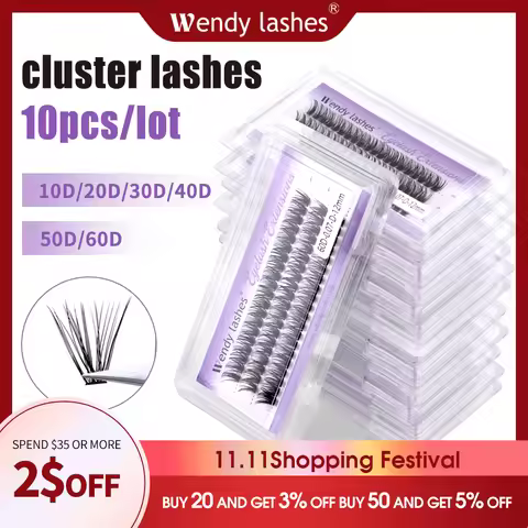 Wendy Lashes 10/20pcs/Lot Cluster lashes 3 Rows 10D/20D/30D/40D Bundles Natural Style Individual Eye