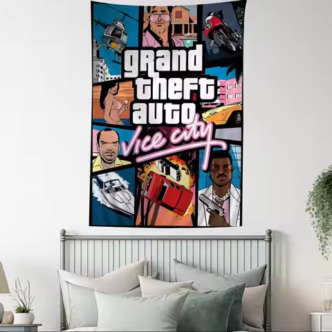 GTA 5 Grand Theft Auto Tapestry Art Printing Japanese Wall Tapestry Anime Wall Hanging Home Decor