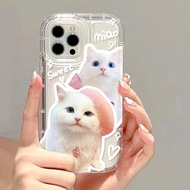 Good case Funny Cartoon Cat Dog Clear Couples Phone Case Compatible For Samsung Galaxy A55 5G A50 A34 A54 A14 A53 A22 A71 A10S A32 A12 A04 A50s A51 A31 A21S A20S A30s A04E A52s A04s A23 A52 A03 A20 A13 A11 A03s A30 Soft TPU Transparent AirBag Phone Case