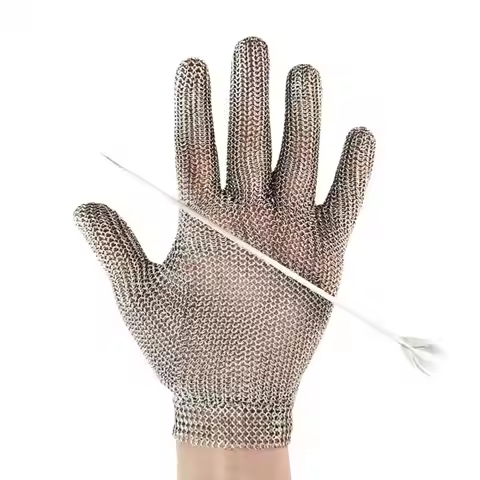 Cut Resistant Glove Stainless Steel Mesh Metal Glove Adjustable Wrist Buckle Multi-Purpose Butcher G