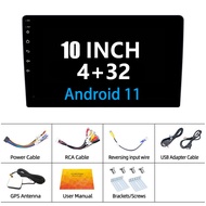 (4 + 32G) 10 นิ้ว 2din Android；จอ android รถยนต์；รถวิทยุเครื่องเล่นมัลติมีเดีย；Wifi GPS Carplay Android วิทยุรถยนต์ FM GPS Wifi บลูทูธ EQ USB