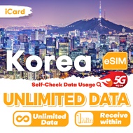 iCard eSIM_Korea 3-30 Days Unlimited Data| Unlimited 5G/4G Data| SKT Telecom/LGU+ Network