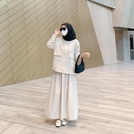 Laura One Set Tunik dan Rok Bahan Katun Linen Rami Premium Setelan Wanita Kasual Elegan Terbaru