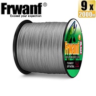 Frwanf 2000M 9 Strand Fishing PE Line Braided Fishing Line Wires X9 Jigging Line Gray Carp Fishing W