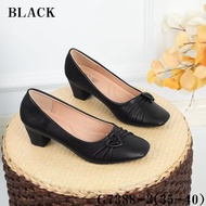 G7388-3 2 inch Black Shoes for Women Leather Materials Elegant Design Comfortable Heeled Footwear