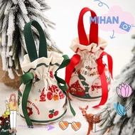 MH Christmas Gift Bag, with Doll Velvet Christmas Eve Gift Box, Printing Canvas Gift Handbag
