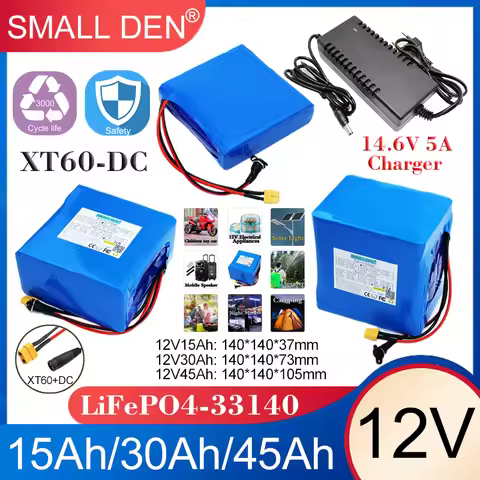 12V 15Ah 30Ah 45Ah 33140 Lifepo4 battery pack With BMS For 12.8v E-tools Audio toys car Camping UPS 