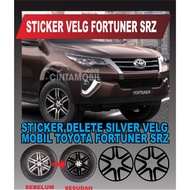 FORTUNER SRZ RIM STICKER, CAR RIM STICKER, DELETE SILVER CAR RIM