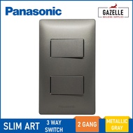 Panasonic Slim Art 3 Way Switch - 2 Gang (Snow White / Metallic Gray / Metallic Black)