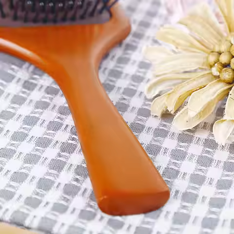 Hair Styling Comb Wooden Paddle Brush for Women Airbag Design Scalp Massage Stimulator Detangling Ha