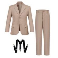 Boys Suits 3-Pieces Suit Set Toddler Tuxedos Dresswear Ring Bearer Outfit Wedding Blazer Pants Strap