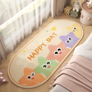 พรมข้างเตียงนอนพิมพ์ลายดาว/ทรงสี่เหลี่ยมผืนผ้ากันพรมลื่นพรมเช็ดเท้าพรมสำหรับห้องนอนห้องนั่งเล่นพรมขน