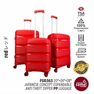 SAMEL 3 IN 1 SET FGD 363 JAPANESES CONCEPT EXPANDABLE ANTI THEFT ZIPPER PP LUGGAGE 20" 24" 28"