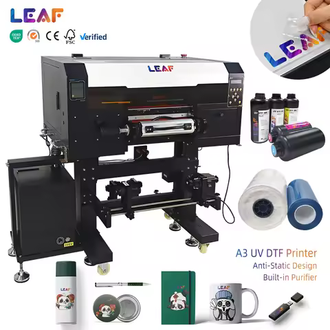 LEAF High Quality A3 3D Crystal Label Uvdtf Printer AB Film Sticker Transfer UV DTF Printer for Glas