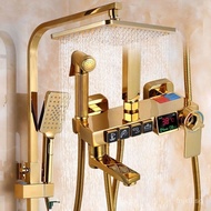 Genuine Gold Shower Faucet Set Complete Thermostatic New Bathroom All-Copper Household Pressure-Boos