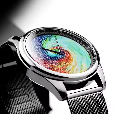 Enmex Individualization design wristwatch 3D Rainbow whirlpool creative design Oil Painting fashion 