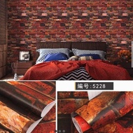 wallpaper stiker dinding ruang tamu batu bakar merah minimalis elegan