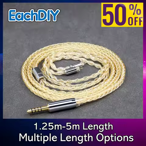 8 Core 24k Gold Plated 99% 7n Pure Silver Earphone Cable For 0.78mm 2pin BA W4r UM3X UM3RC JH13 High