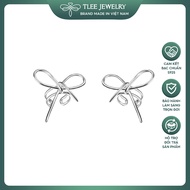 Khuyên tai bạc nữ TLEE nơ dáng kẹp cá tính TLEEJEWELRY B0509