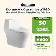 [CLIMATE VOUCHER]Domaco x Cassanova 1020[New Model] Rimless Strong Flushing Toilet Bowl with Slim So