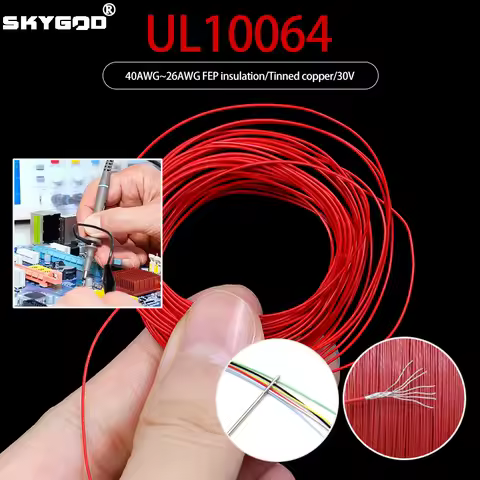 10~100m UL10064 Fine Micro Wire (No scroll) FEP Insulation Tinned Copper Cable 40/36/34/32/30/28/26A